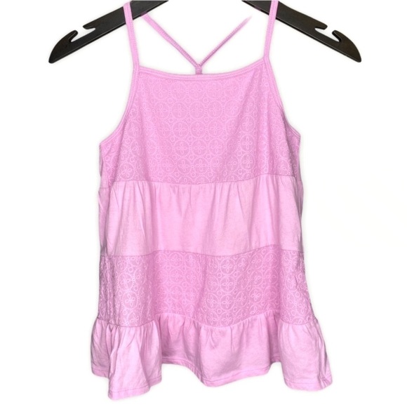 Gap Kids Girl’s Pink Racerback Cotton Tank Top Size Medium 8 Embroidered New NWT - Picture 1 of 7